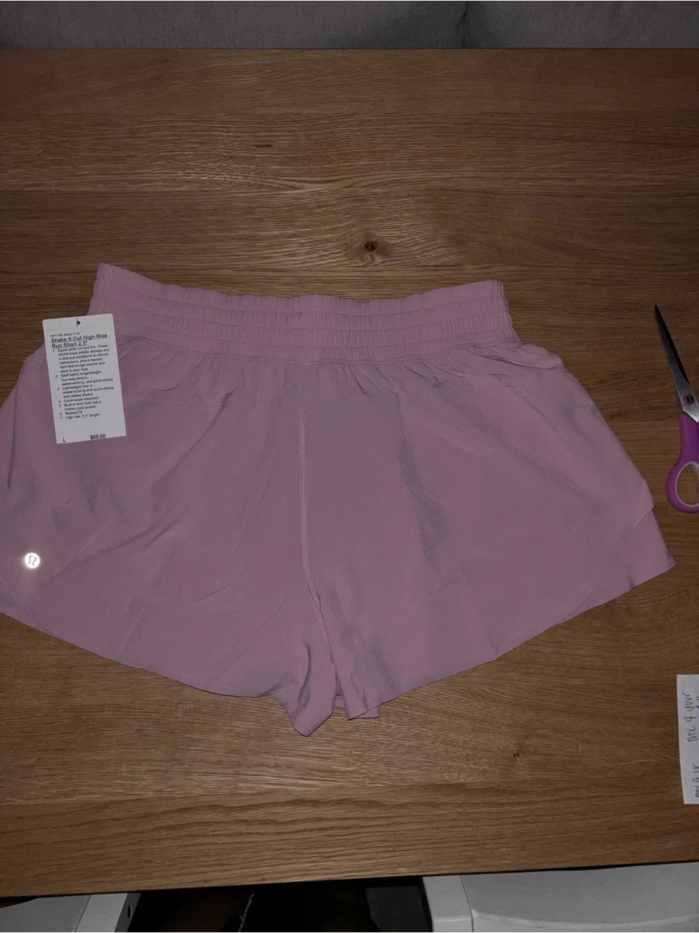 lululemon athletica Light Pink Smocked Waist Athletic Shorts